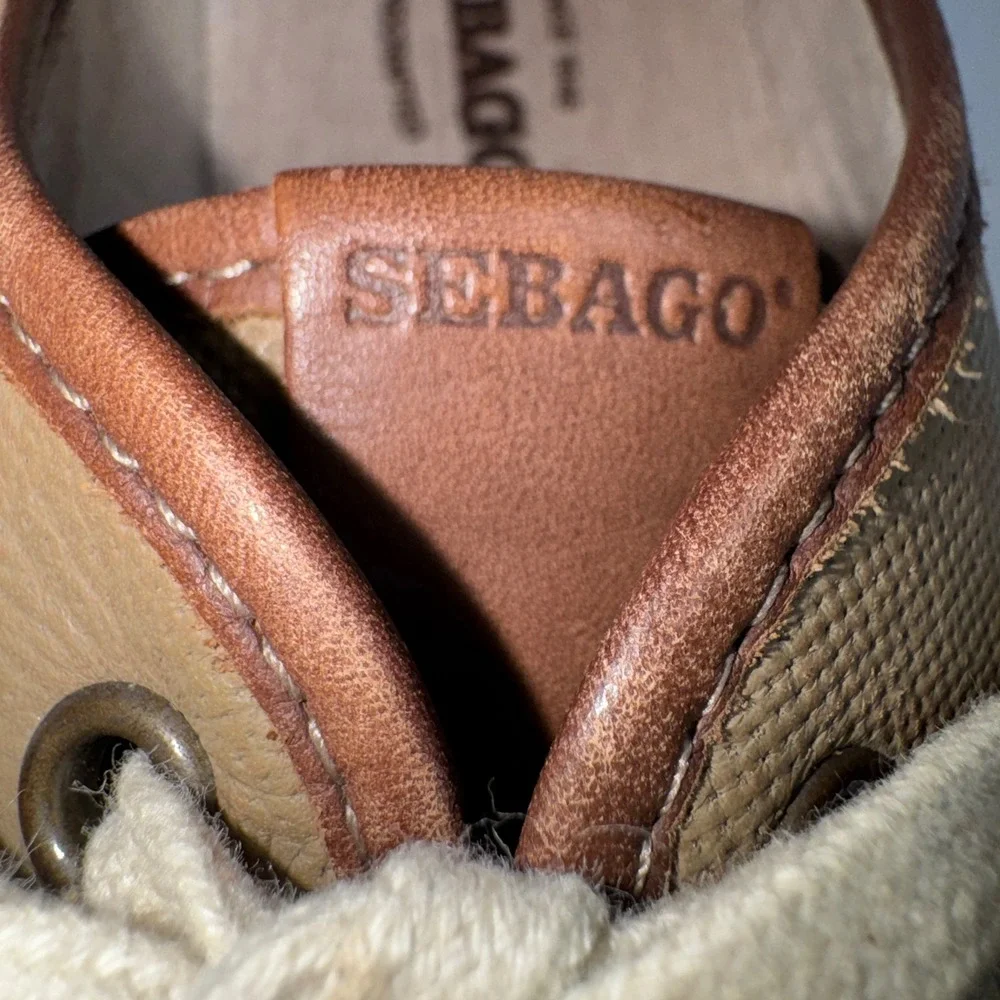 Sebago Mens Frome Glover Plain Toe Taupe Leather Sneakers B140061 Size 10